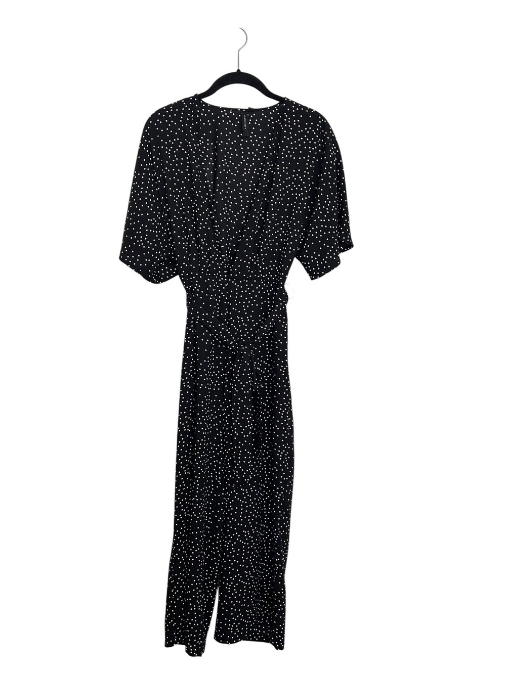 KNOT Sisters Black White Polka Dot Wrap Jumpsuit Size S Wide Leg